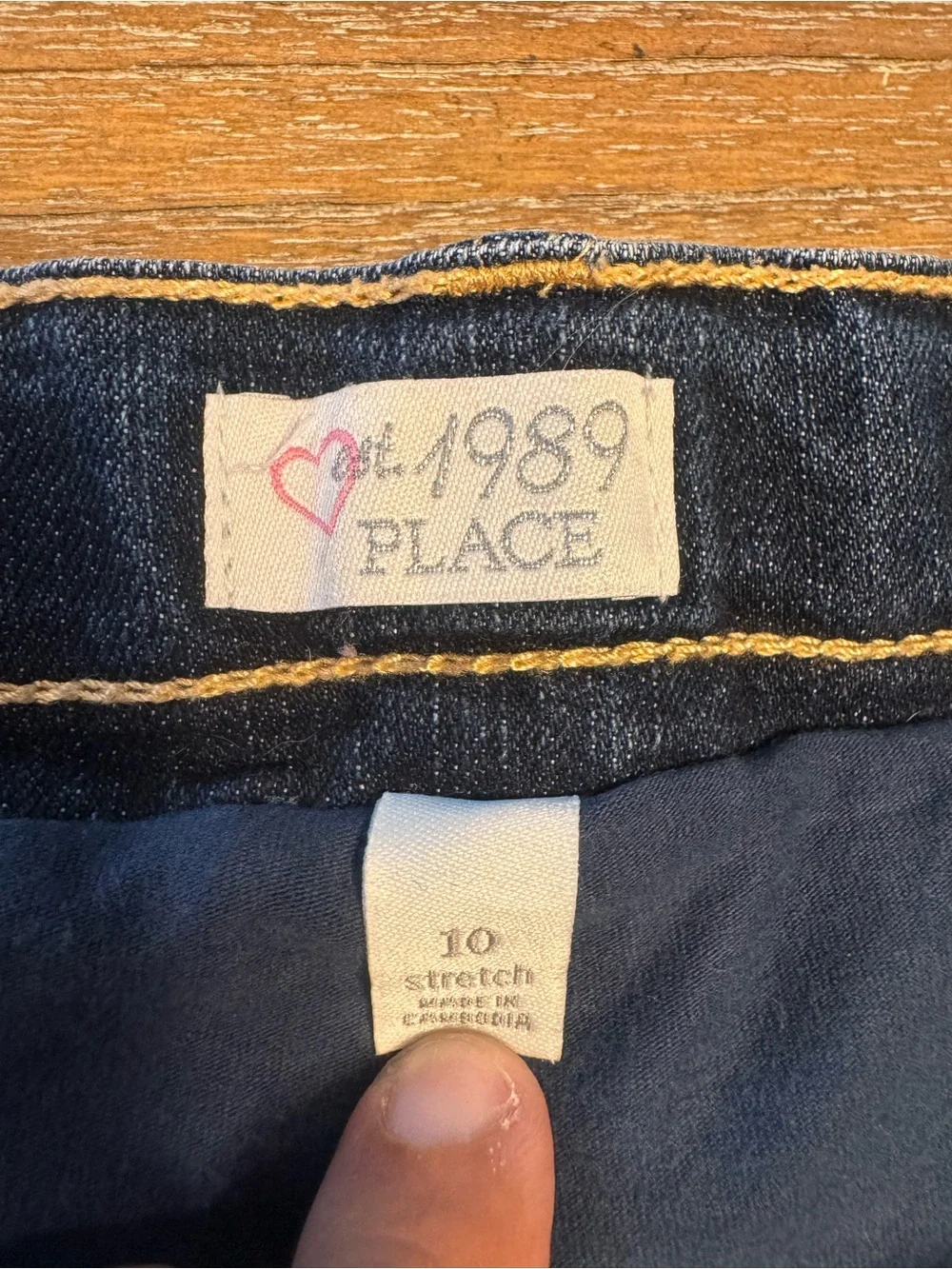 1989 Place Dark Blue Denim Skirt with Red Floral Embroidery #2